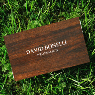 Tarjeta De Visita Elegante Masculino de madera oscura Profesional