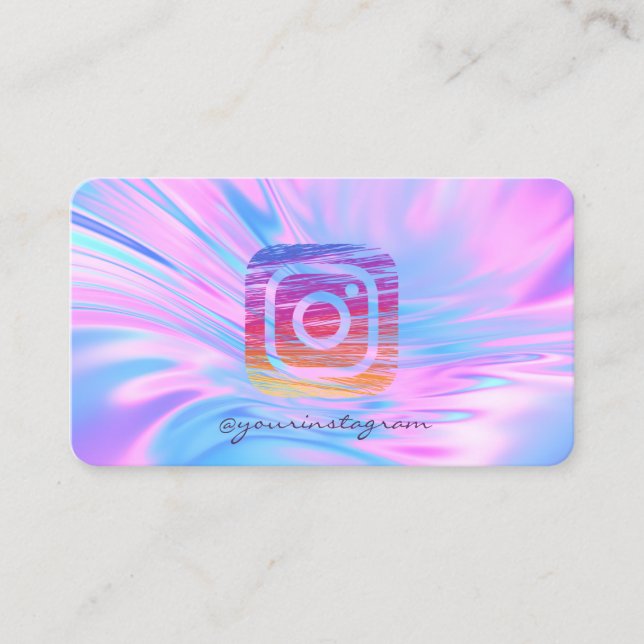 Tarjeta De Visita Elegante medio social holográfico de moda en Insta (Anverso)