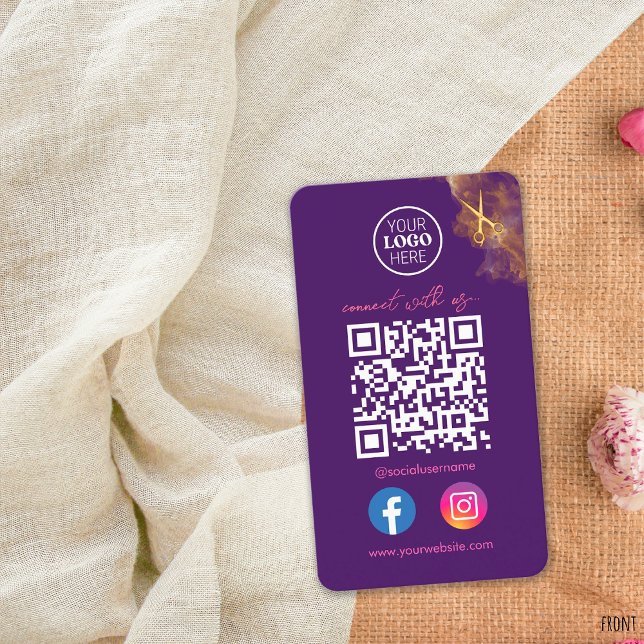 Tarjeta De Visita Elegante medio social Purple QR Código Tijeras de  (Subido por el creador)