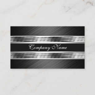 Tarjeta De Visita Elegante Metal Cromo Plateado Negro 2