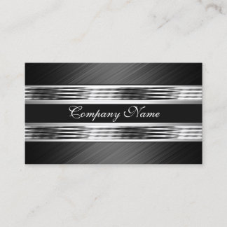 Tarjeta De Visita Elegante Metal Cromo Plateado Negro 2