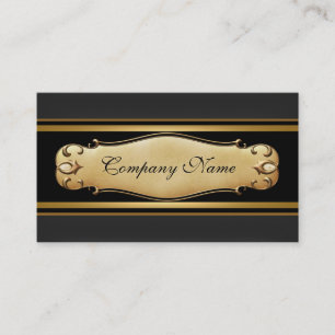 Tarjeta De Visita Elegante Metal Oro Negro Negocio