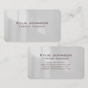 Tarjeta De Visita Elegante Metal Platino Esbelto Profesional