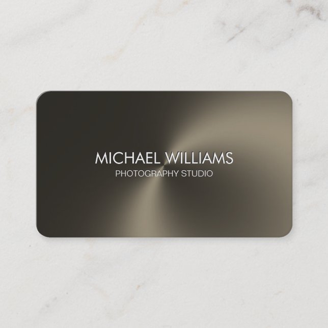 Tarjeta De Visita Elegante metal profesional blanco negro brillante (Anverso)