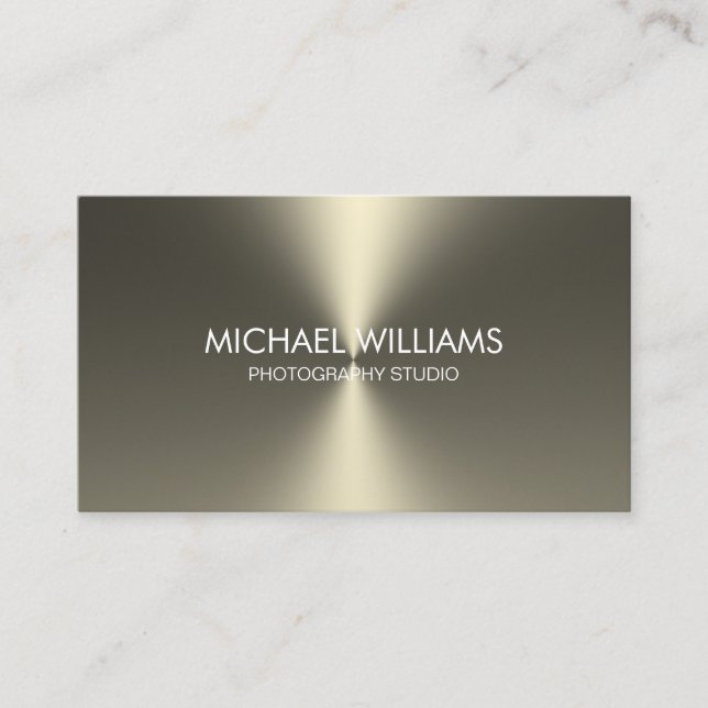 Tarjeta De Visita Elegante metal profesional blanco negro brillante (Anverso)