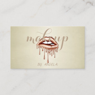 Tarjeta De Visita Elegante metálico moderno de labios goteando
