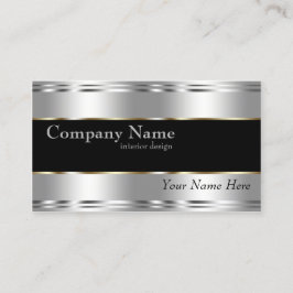 Tarjeta De Visita Elegante Metálico Profesional Plata Corporativa