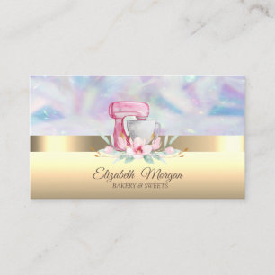 Tarjeta De Visita Elegante Mezclador de Pastel Bonito Flor Panadería