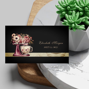 Tarjeta De Visita Elegante mezclador de pastel de burgundy negro pas