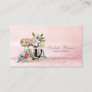 Tarjeta De Visita Elegante Mezclador de Pastel Moderno Bokeh Panader