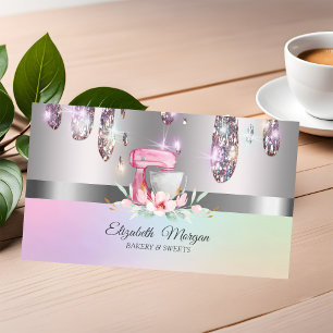 Tarjeta De Visita Elegante mezclador de pasteles profesional flor, g