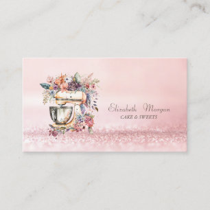 Tarjeta De Visita Elegante Mezclador Floral Acuarela Bokeh Moderno