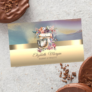 Tarjeta De Visita Elegante mezclador floral profesional panadería or