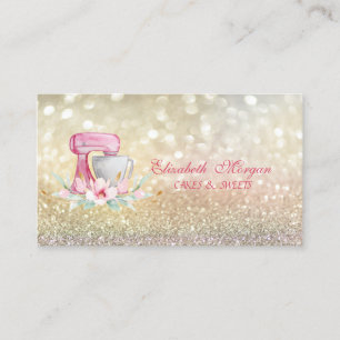 Tarjeta De Visita Elegante mezclador Flores Bokeh Bakery
