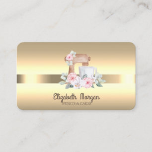 Tarjeta De Visita Elegante mezclador proffesional Flores de oro