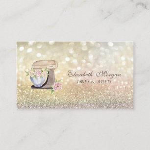 Tarjeta De Visita Elegante mezclador retro flores bokeh panadería 