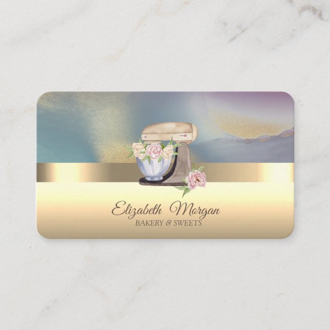 Tarjeta De Visita Elegante mezclador retro profesional panadería de  (Anverso)
