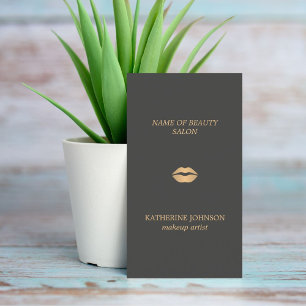 Tarjeta De Visita Elegante minimalista Artista de maquillaje Gris Os