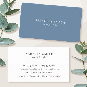 Tarjeta De Visita Elegante Minimalista Azul Blanco Sofisticado