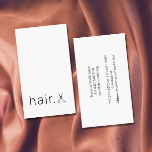Tarjeta De Visita Elegante minimalista Black White Scissors Hairstyl