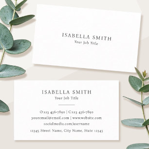 Tarjeta De Visita Elegante Minimalista Blanca Gris Sofisticada