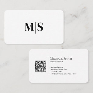 Tarjeta De Visita Elegante Minimalista Código QR Negro sobre Acabado
