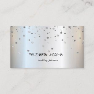 Tarjeta De Visita Elegante Minimalista con Estilo, Confeti Plateado