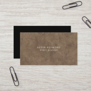 Tarjeta De Visita Elegante Minimalista de Cuero Marrón Viejo