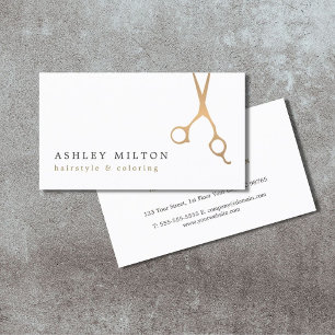 Tarjeta De Visita Elegante minimalista Faux Gold Scissors Hair Styli