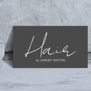 Tarjeta De Visita Elegante minimalista gris blanco estilista de cabe