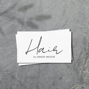 Tarjeta De Visita Elegante minimalista Hairstylista Blanco Negro