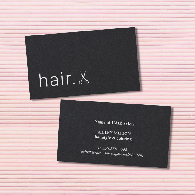 Tarjeta De Visita Elegante minimalista Hairstylista Blanco Negro (Subido por el creador)