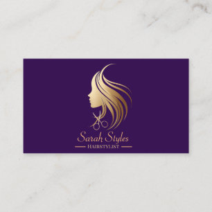 Tarjeta De Visita Elegante minimalista Hairstylista de oro oscuro