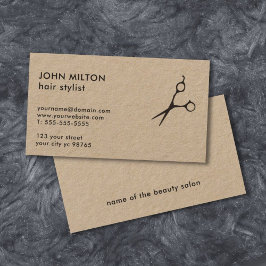Tarjeta De Visita Elegante minimalista Kraft Paper Scissor HairStyli