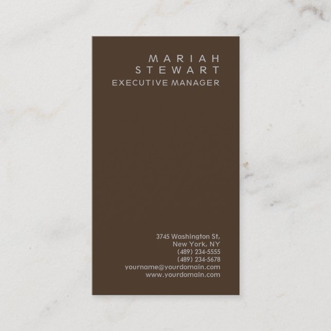 Tarjeta De Visita Elegante Minimalista marrón sofisticado moderno (Anverso)