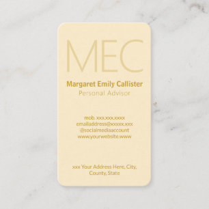 Tarjeta De Visita Elegante Minimalista Moderna Marfil Crema y Dorado