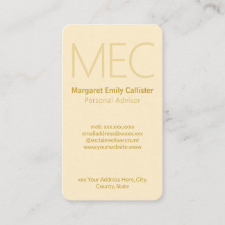 Tarjeta De Visita Elegante Minimalista Moderna Marfil Crema y Dorado