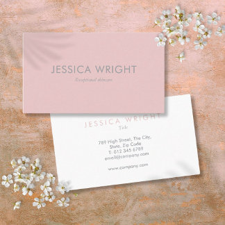 Tarjeta De Visita Elegante Minimalista Moderna Rosa Profesional