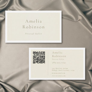 Tarjeta De Visita Elegante Minimalista Moderno Crema Marfil Profesio