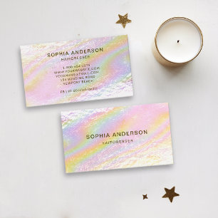 Tarjeta De Visita Elegante Minimalista moderno rosado enrollado holo