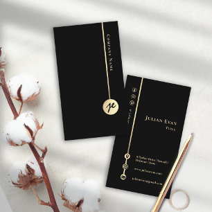 Tarjeta De Visita Elegante Minimalista Monograma moderno negro y oro