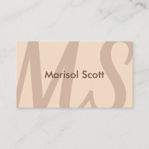Tarjeta De Visita Elegante Minimalista Monograma suave beige estilo
