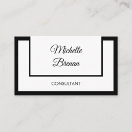 Tarjeta De Visita Elegante Minimalista Negro y Blanco