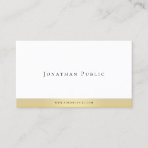 Tarjeta De Visita Elegante Minimalista Oro Blanco Profesional Modern