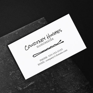 Tarjeta De Visita Elegante Minimalista Peluquería Negro Blanco