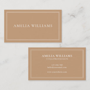 Tarjeta De Visita Elegante Minimalista Profesional Color Bronceado