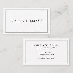 Tarjeta De Visita Elegante Minimalista Profesional en Blanco y Negro