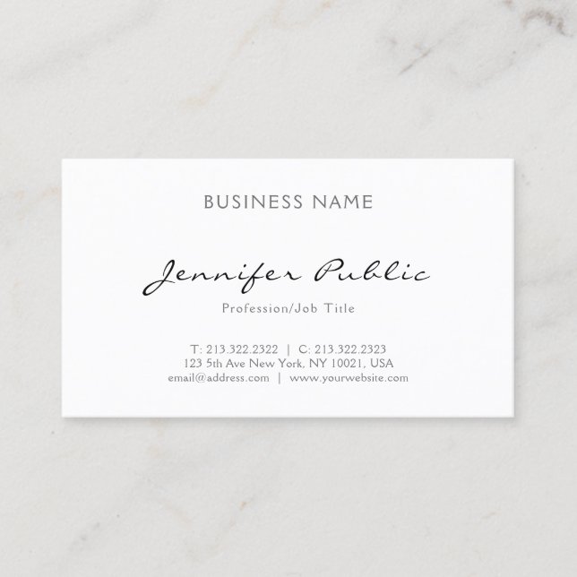 Tarjeta De Visita Elegante Minimalista profesional moderno simple (Anverso)