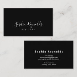 Tarjeta De Visita Elegante Minimalista Profesional Negro y Blanco