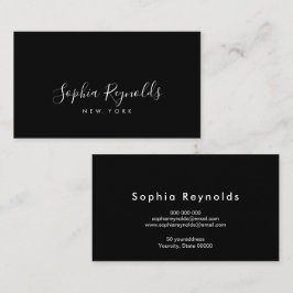 Tarjeta De Visita Elegante Minimalista Profesional Negro y Blanco
